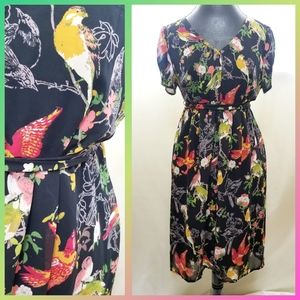 Motherhood Maternity Bird Floral Print Dress Fall